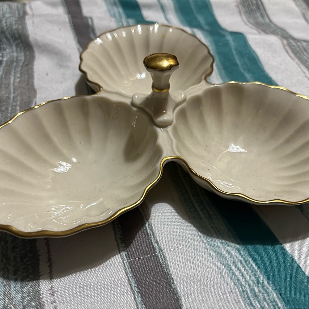 Lenox condiment 3 section dish